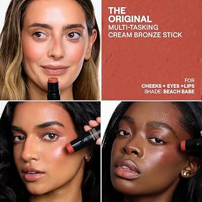 Nudestix Nudies Bronze All Over Matte Bronzing Stick 3-in-1 Cream Bronzer for Cheeks, Eyes & Lips with Built-In Brush | Natural Contour & Sun-Kissed Glow
