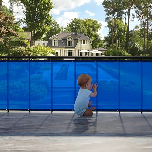 Image of HIPPO Baby Safety Net for Balcony Child Protection Stairway Safety Net Railing Guard for Kids Staircase Protector with Tie-Cords Breathable Fabric Indoor Outdoor Use (1.5MTX3MT, Electric-Blue)