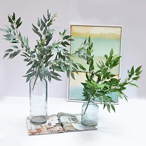 Brussel 1Pc Artificial Willow Foliage Leaf Shrubs Branches Wedding Stage Holiday Party DIY Wreaths Garland Bouquet Floral Arrangement Grey White