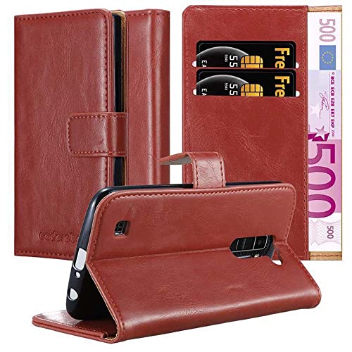 Cadorabo Book Case Compatible with LG K10 2016 in Wine RED - with Magnetic Closure, Stand Function and Card Slot - Wallet Etui Cover Pouch PU Leather Flip