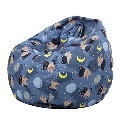 Homozy Linen Cloth Bean Bag Chair Cover Kids Soft Stuffed Storage Animal Print Sofa Cover - Cat #TOP5