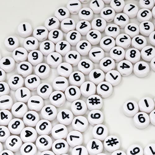 Melius 500Pcs Acrylic Number Beads For Jewelry Making, Diy Necklaces, Key Chains, Bracelets (4X7 Round, White) #TOP4