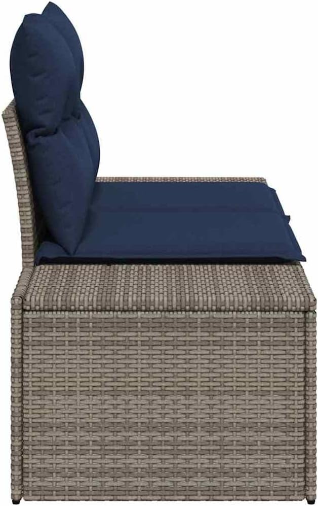 Outdoor Sofa for Patio, 72.4 x 24.4 x 33.5 inch Gray Poly Rattan Loveseat with All Weather Cushion, Modern Patio Furniture Set for Garden, Deck and Balcony