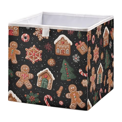 Ewusp Scatola portaoggetti a forma di omino di pan di zenzero, 28 x 28 cm, pieghevole, per armadio, cestino per giocattoli per cani, cestino per bambini, per cameretta dei bambini, camera da letto