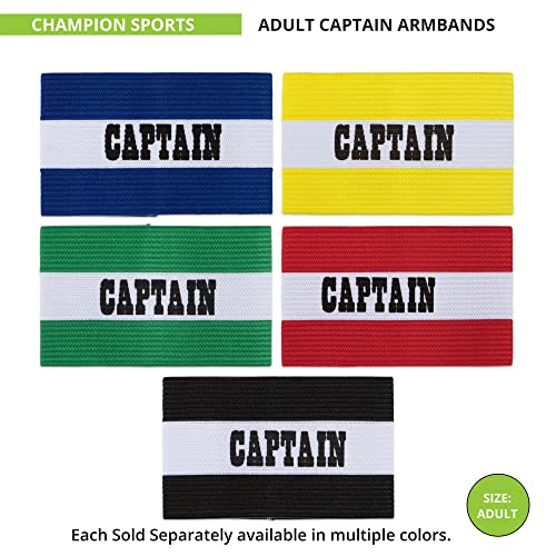Champion Sports Adult Captain’s Arm Band, Black - Unisex Woven Elastic Nylon Captain Arm Bands For Soccer, Football, Basketball And More - Premium Team Sports Accessories For Men And Women #TOP3