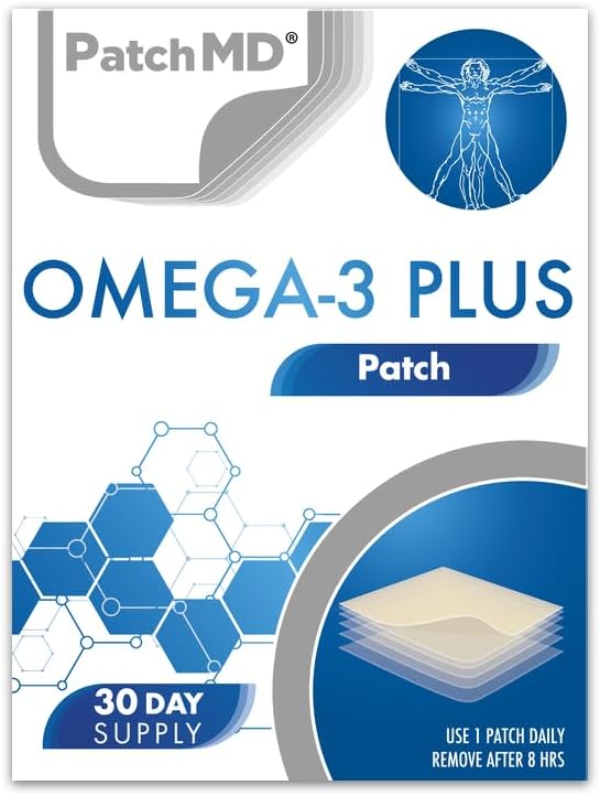 Omega-3 Plusâ„¢ 30 daily topical patches. 100% natural. Cruelty free. Allergy & filler free. High absorption more bioavailable. Suitable for sensitive stomachs, & bariatric.