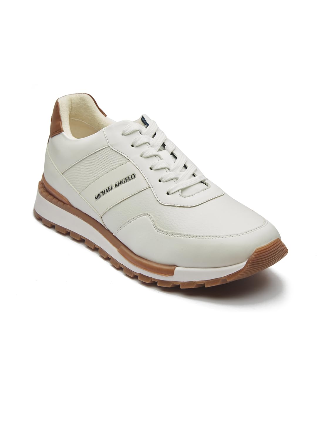 Michael Angelo Stylish Low Raise Synthetic Leather White & Tan Fashion Sneakers Breathable, Comfort & Bold Running Shoes for Men (B0CN2XVDXG) Amazon Price History, Amazon Price Tracker