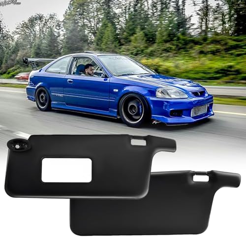 2Pcs Driver & Passenger Side Sun Visor Fit for Honda Civic 1996 1997 1998 1999 2000 2001 Interior Sun Shade Replace OE TYT307020005B Black Sunvisor