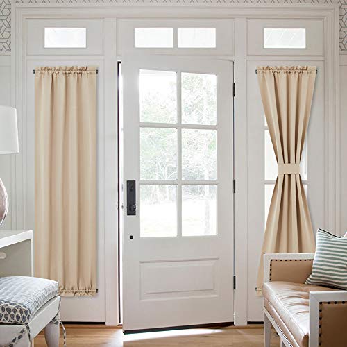 NICETOWN Patio Glass Door Curtains - Window Treatment Room Darkening French Panel Curtains for Sidelight/Sliding/Front Door (2 Panels, 25 inches Wide x 72 inches Long, Biscotti Beige)