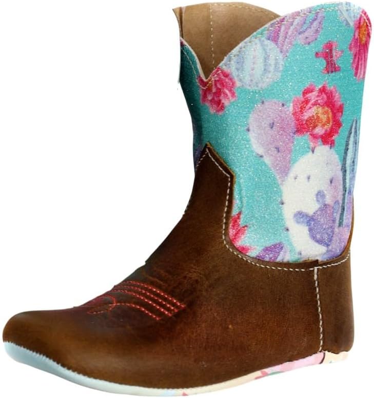Tin Haul Infant-Girls' Happy Flower Western Boot Broad Square Toe
