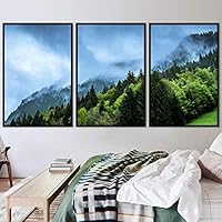 3 Piece Framed Canvas Wall Art Foggy Mountains Canvas Prints Home Artwork Decoration for Living Room,Bedroom - 16
