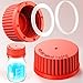 ZHANXUBIO Polypropylene PBT GL25 GL32 GL45 Screw Cap with Pour Ring and Silicone Gasket for Media Bottle (GL45 PP Red 5PCS)