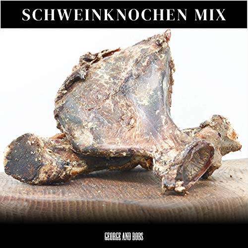 George & Bobs Schweineknochen Mix - 1000g | Schulterknochen | Schinkenknochen | Schulterblätter | Knochen Mix für Hunde