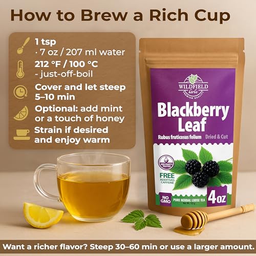 Image of 4 oz. Blackberry Leaf Herbal Tea (Rubus fruticosus) - 113g Dried Blackberry Leaf Tea Hojas de Zarzamora