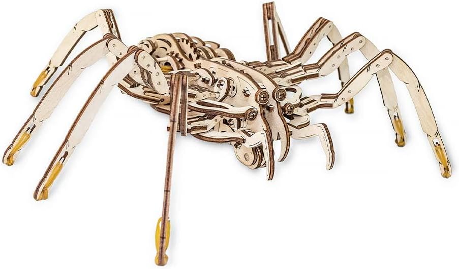 EWA Eco-Wood-Art Spider 3D Wooden Puzzle, Mechanical Model Kit, 293 Pieces, Ages 14+, 9.45 x 13.78 Inches, Wood
