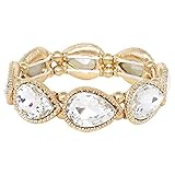 Rosemarie Collections Women's Fashion Jewelry Teardrop Rhinestone Stretch Bracelet (Clear)