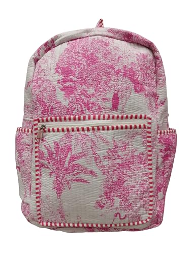 Image of Doraya Cotton Quilted Unisex Backpack Hand Block Floral Printed Design Stylish Eco-Friendly Bag for School, Travel, and Everyday Adventures