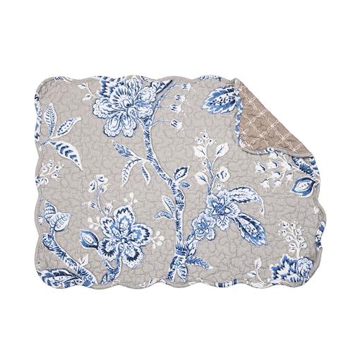 Image of 13 inch x 19 inch Addison Quilted Vintage Floral Scalloped Jacobean Spring Set of 6