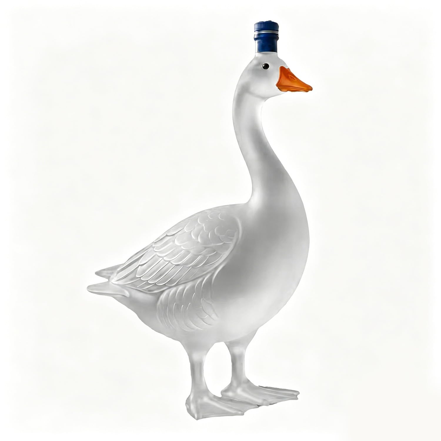 Grey Goose Wine Bottle, 30th Anniversary 3D Sculpted Vodka Bottle, Goose Wine Bottle Holder, 350ml Goose Glass Whiskey Bottle, Whiskey Decanter Container, Transparent Liquor Decanter for Bar, Home (B)