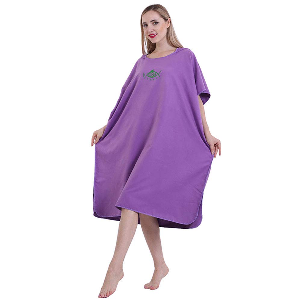 Ghopy Microfiber Surf Beach Towel Adults Changing Robe extremely light and fast-drying,for Beach, Swimming, Surfing ​Fits Men Women Adults (Purple)