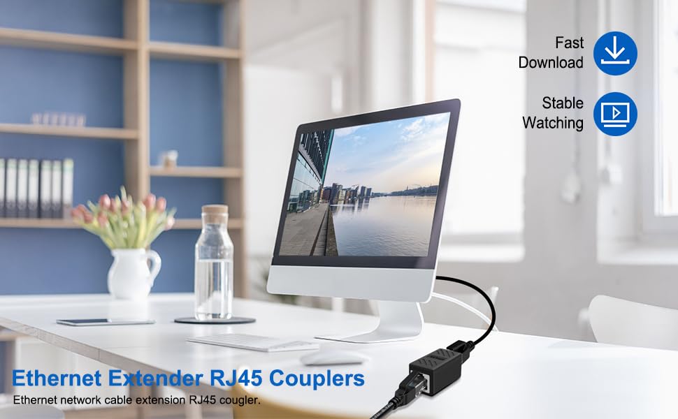 Image of C & E RJ45 Coupler Ethernet Extender, in-Line Coupler Female to Female Cat6e /Cat6 /Cat5e Ethernet Cable Extender Adapter Female to Female, rj45 Extender (2pcs, Black)