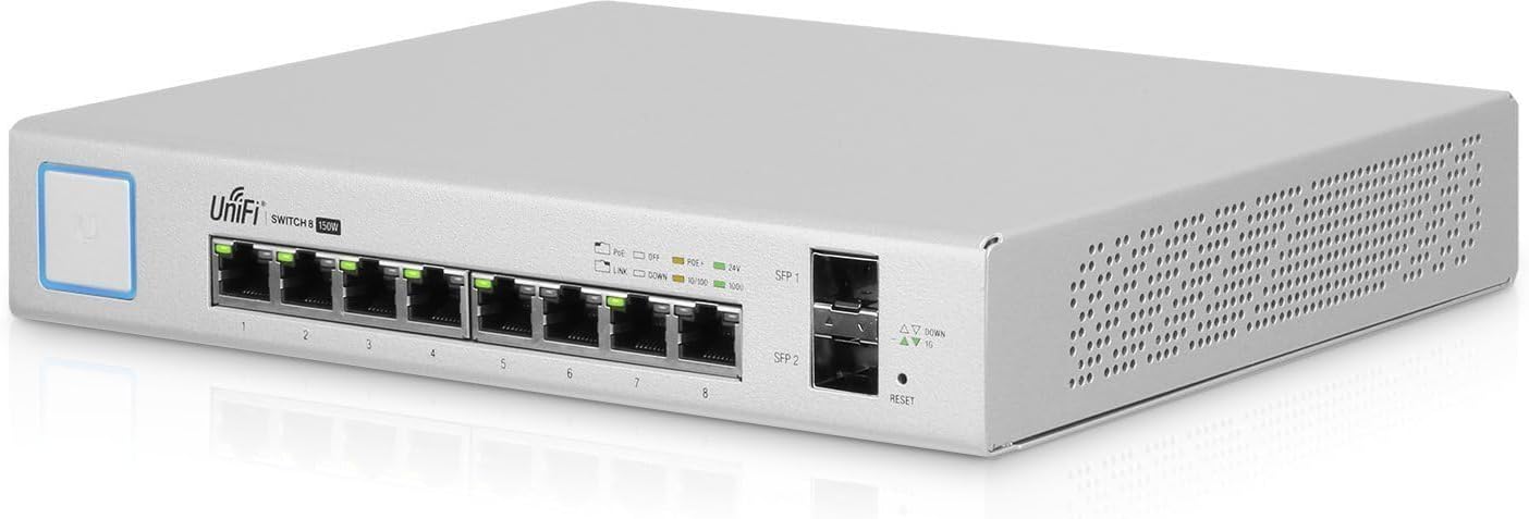 Ubiquiti US-8-150W Managed Gigabit Ethernet (10/100/1000) Power Over Ethernet (PoE) White Network Switch