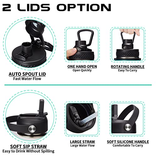 1 Gallon Insulated Water Jug - With Paracord Handle, Straw & Chug Lid, Water Bottles Holder With Strap, 128Oz Stainless Steel Large Water Bottle, Keep Hot 12H & Cold 48 For Travel Hiking Camping Work #TOP3