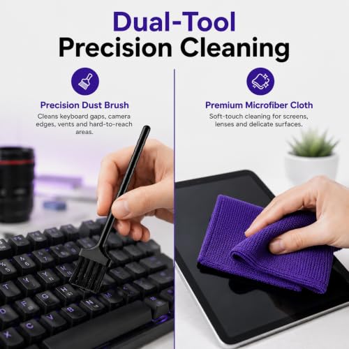 Image of Gizga Pro Series 3-in-1 Laptop Cleaning Kit | 100ml Screen Cleaner Spray, Microfiber Cloth & Cleaning Brush | Alcohol-Free Laptop Screen Cleaner for PC, Mobile, TV, Camera Lens, Tablet & Keyboard