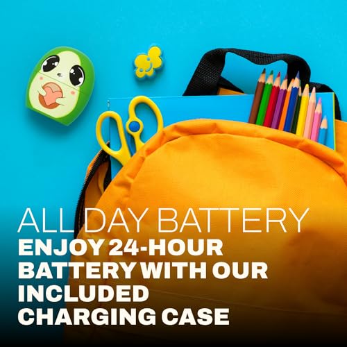 Image of Coby Kids' Wireless Earbuds, Mini Bluetooth Earbuds for Children with Cute Charging Case, Comfortable Gel Tips, IPX4 Water-Resistant Design, 33-Foot Range, Up to 24-Hour Playtime (Avacado)