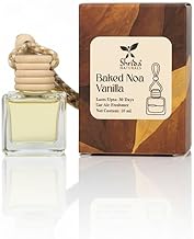 Baked Noa Vanilla Hanging Car Air Freshener, 10ml Long-Lasting Natural Vanilla Car Perfume, Essential Oil-Based Scent, Wooden Diffuser Lid, Natural Odor Eliminator, Car Accessory