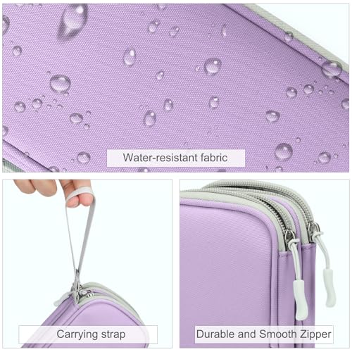 Image of FYY Electronic Organizer, Travel Cable Organizer Bag Pouch Electronic Accessories Carry Case Portable Waterproof Double Layers All-in-One Storage Bag for Cable, Cord, Charger, Phone,-Light Purple