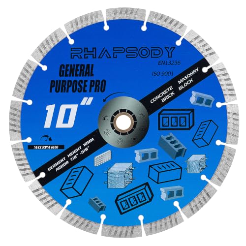 Image of RHAPSODY 10 Inch Diamond Saw Blade, Turbo Segmented General Purpose Blade