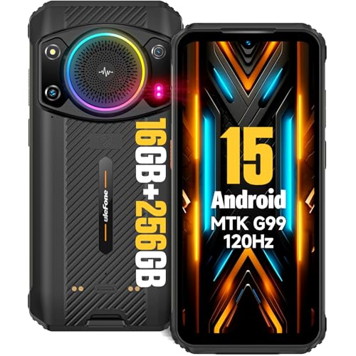 Ulefone Armor 21 Android 15 Unlocked Rugged Phone 122dB Loudest Speaker MTK G99 16GB + 256GB Outdoor Rugged Smartphone 64MP Main Cam + 24MP Night Vision Cam 6.58 FHD+ 9600mAh IP68 Dual SIM