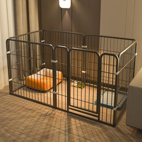 ペットサークル 犬用 折りたたみ式 ドア付き 6枚セット 接続式 簡単組み立て 工具不要 室内 屋外 小型犬 ケージ フェンス 自立式 ホワイト 収納便利 Tuduzo (120*60*70CM,ブラック)