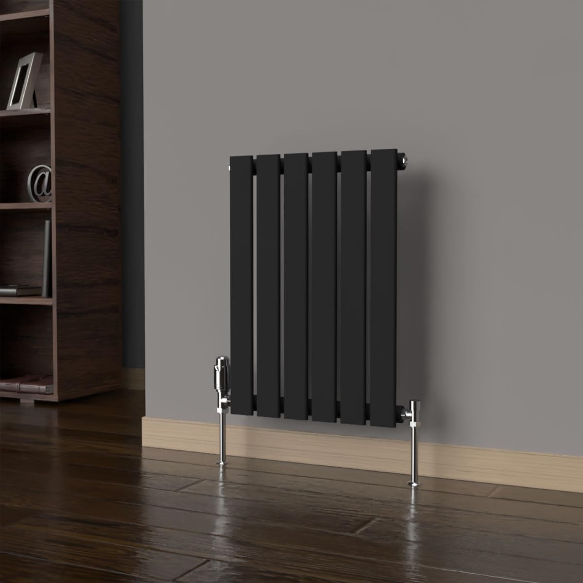 Lux Heat Black Flat Horizontal Single Panel Designer Radiator 600Mm (H) X 420Mm (W)