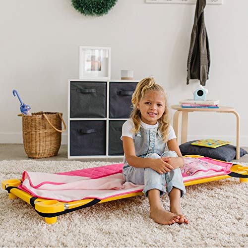 Image of Wildkin Modern Kids Nap Mat with Pillow for Girls - Cotton Blend, Elastic Straps, Toddler Sleep Mat for Daycare, Preschool, Kindergarten & Travel, Ages 3-7, Machine Washable - Magical Unicorns