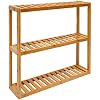 DuneDesign Wandrek 60x15x54cm – Bamboe Hout Hangrek – 3 Vakken Keukenrek Opbergrek voor Badkamer