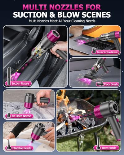 Image of KMM Handheld Car Vacuum Cleaner, Hand Held Vacuum Cleaner & Air Duster | 15000PA Strong Suction, 120W High Power, Portable & Rechargeable, LED Light, Multi-Nozzles for Home, Car, Office, Pet