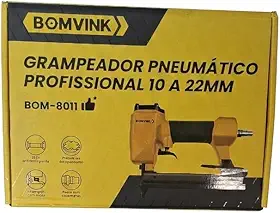 Grampeador Pneumático Profissional, Manual, Amarelo e Preto, Capacidade 10 a 22mm, 1400g