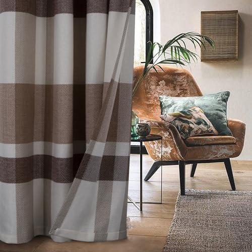 always4u-Beige-Brown-Plaid-Curtains-Farmhouse-Window-Curtains-Highland-Woolen-Look-Grommet-Drapes-for-Living-Room-Bedroom-2-Panels-45-95-Inches always4u Beige Brown Plaid Curtains Farmhouse Window Curtains Highland Woolen Look Grommet Drapes for Living Room Bedroom 2 Panels 45 95 Inches