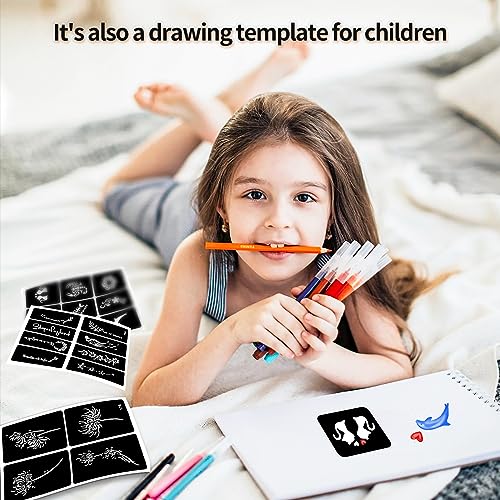Aresvns 550+ Pcs Temporary Tattoo Stencils With Body Painting Pen,24 Sheets Henna Tattoo Templates Reusable For Women,Glitter Tattoo Stencils,Airbrush Tattoo Stencils,Body Art Template Christmas Gift #TOP3
