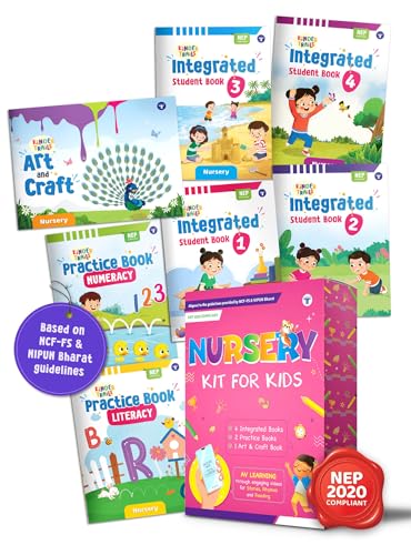 Image of Pre-school Nursery Kit for Kids 3+ years | Pre-Primary /Kindergarten Books - Integrated, Art & Craft, Literacy & Numeracy Practice Books | Free Kinder Trails App | NEP 2020 Compliant | Set of 7 Books
