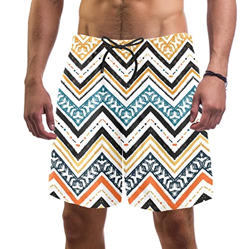 Maillots de bain pour hommes à motifs rayés zigzag JDEZ short léger