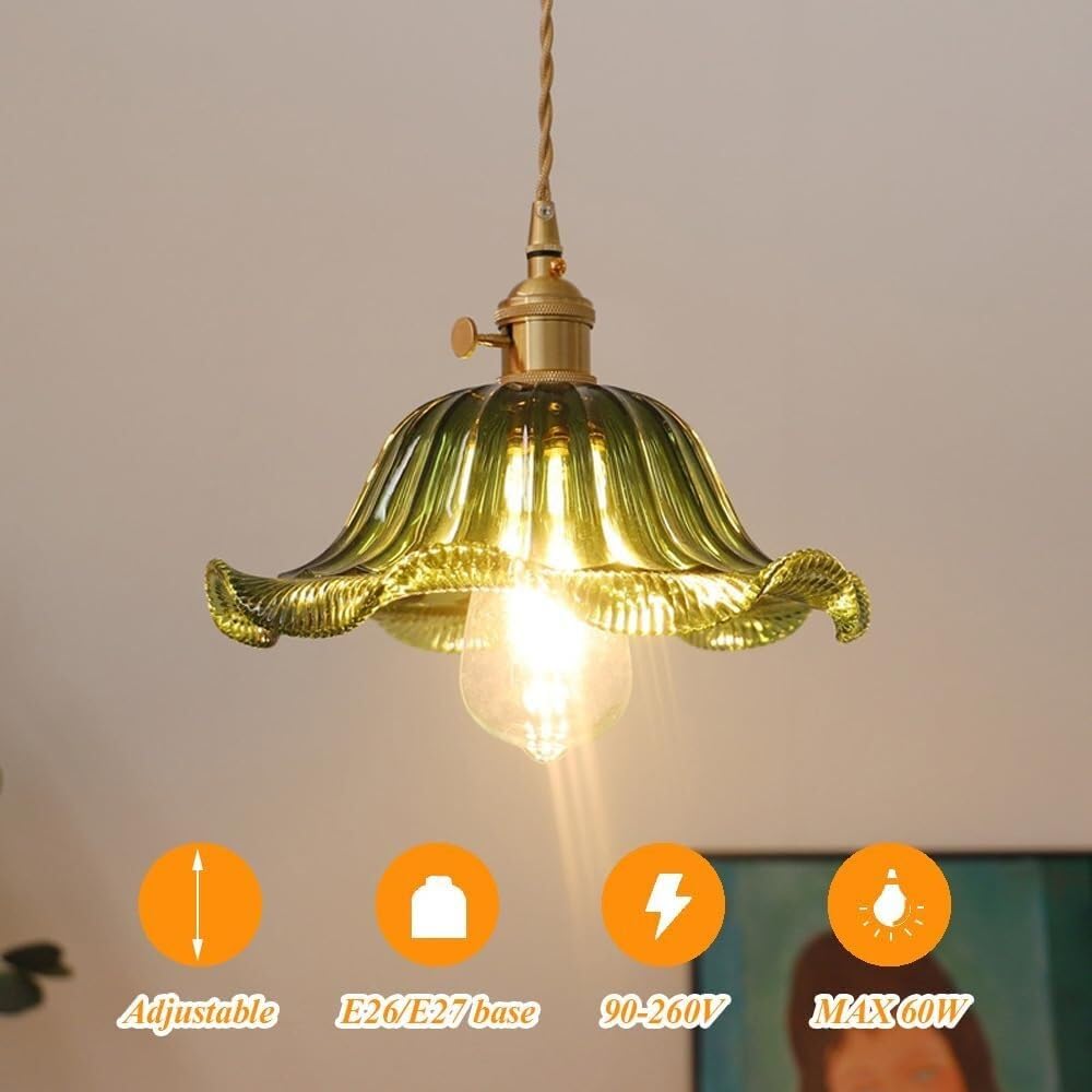 1-Light Hanging Light for Kitchen Island Green Glass Light Modern Ceiling Light Fixtures for Farmhouse Dining Over Sink(B,25 * 20Cm)/a/s