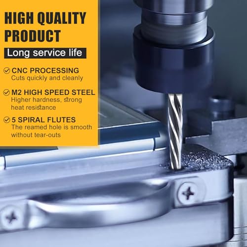 Iwongo DCR05 Hss Bridge Construction Reamer Set, 3/8 Inch 1/2 Inch 5/8 Inch 3/4 Inch 1 Inch Taper Bridge Reamer Drill Bit Tool For Steel Metal Wood Plastic To Align Existing Hole And Enlarge Hole thumb #3