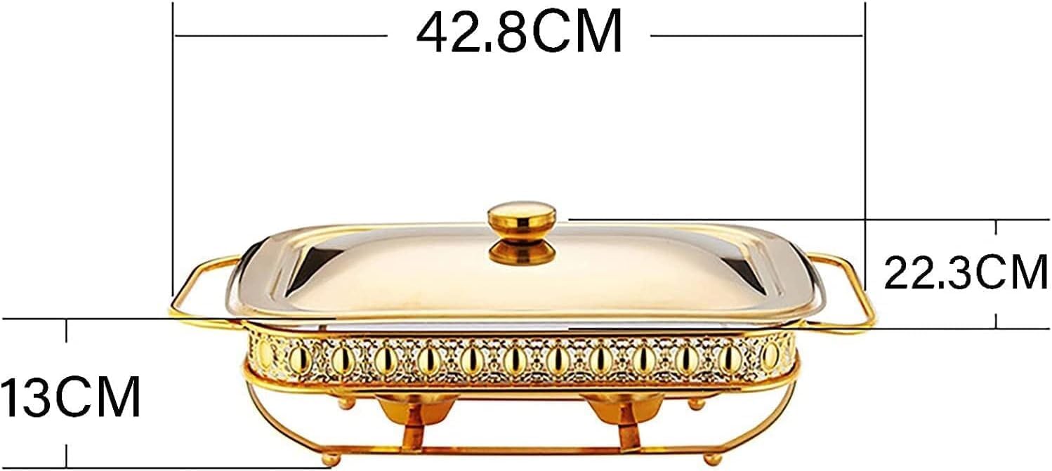 Stainless Steel Rectangular Chafer Pans, Chafing Dishes Set for Catering Buffet Warmer, for Buffet Catering Kitchen Party,2L,Gold (Gold)