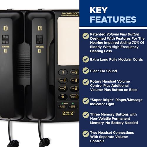 Teléfono Med-Pat D2200-2 con dos auriculares miniatura 3