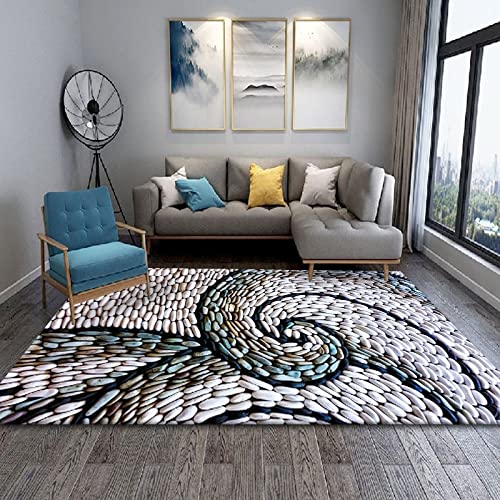 AACZG Home Tapis Design Moderne Poils Ras Gris Bleu Swirl Goose Warm Stone Tapis Salon Shaggy Tapis de Salon Unicolore Lavable Pile Courte et Douce pour Salon Enfants 40x120 cm