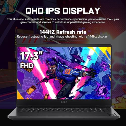 Image of HP OMEN 17.3 RTX 5070 AI Gaming Laptop, 17.3 inch FHD 144Hz, AMD Ryzen AI 9 365, NVIDIA RTX 5070, 64GB DDR5 RAM, 1TB SSD, RGB Backlit KB, Low Blue Light, Bundle with Thunderobot 7 in-1 USB-C Hub