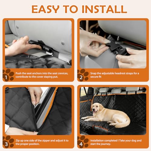 Hundedecke Auto Rückbank, Wasserdicht Kratzfeste Seitenschutz, Hund Auto Rückbank, Autoschondecke Hund Rücksitz, Autoschondecke Hund, Hundematte Autositzbezug Universal für PKWs, LKWs und SUVs